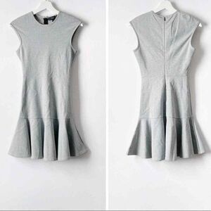 Theory New Size 8 Black White Stripe Cap Sleeve Ponte Essential Flare Mini Dress